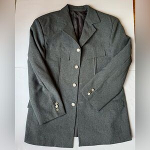 Vintage Valentino Italy Wool Tyrolean-Jacket Grey Loden style Coin buttons Eu 50